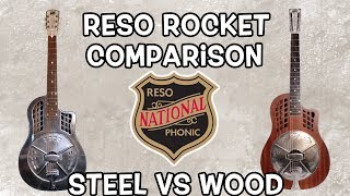 Video thumbnail for Wood vs Steel National Reso Rocket Resonator comparison by Blues Willis Music