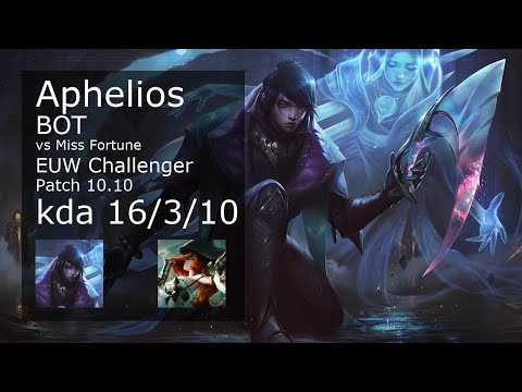 Aphelios ADC vs Miss Fortune - EUW Challenger 16/3/10 Patch 10.10 Gameplay