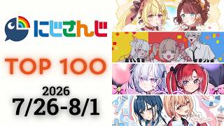 【2026/7/26-8/1】にじさんじ 歌ってみた&オリジナルソング 週間再生数ランキング TOP 100 + 新曲