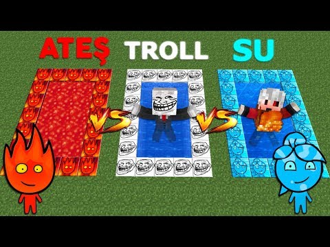 ATEŞ VS TROLL VS SU HAVUZ ŞANS BLOKLARI - Minecraft