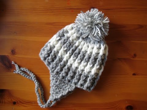 Easy crochet Baby hat Pom Pom tutorial 0-3 months...