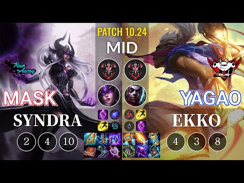 RNW Mask Syndra vs JDG Yagao Ekko Mid - KR Patch 10.24