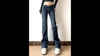 PolkaBella - Low Waist Distressed Washed Bootcut Jeans