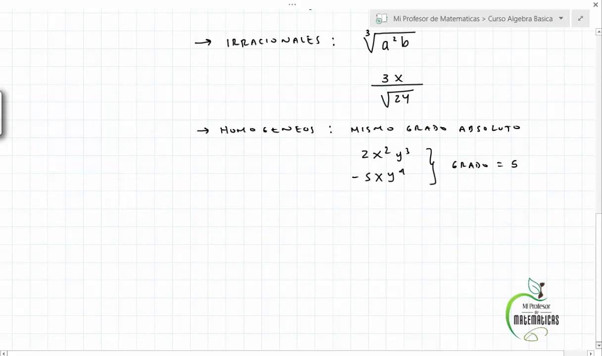 Clasificacion Terminos Algebraicos - Algebraic Terms - Video 04