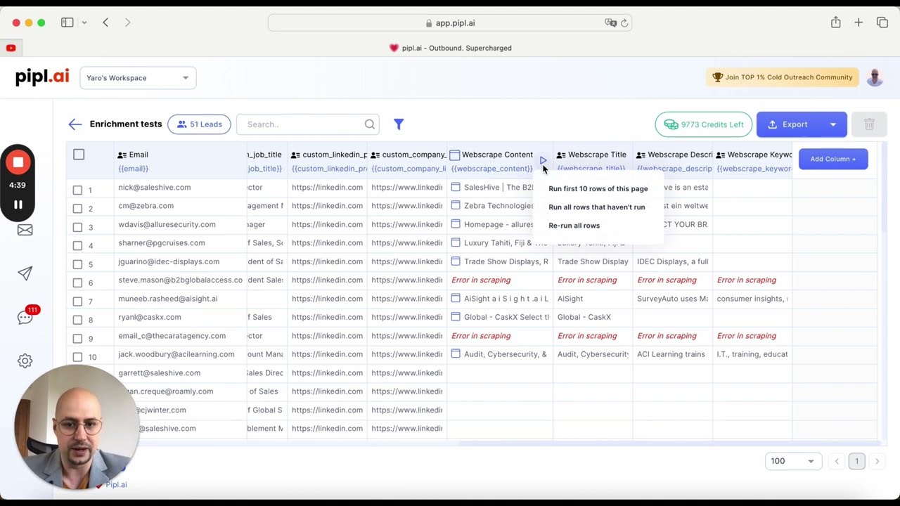 Cold Email Outreach - Built-in Prospect Enrichment - pipl.ai