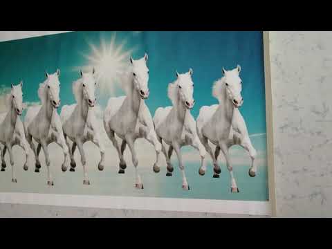 Semi glossy without frame vastu 7 white running horses with ...