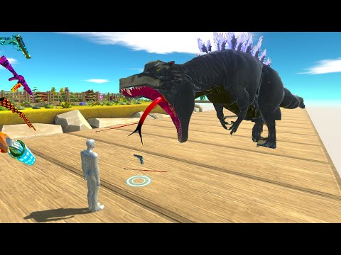 FPS AVATAR ALL WEAPON vs T REX GODZILLA - Animal Revolt Battle Simulator