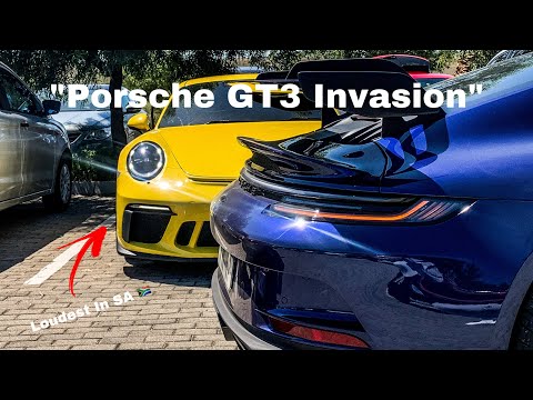 “Loudest in SA🇿🇦” Akrapovic 911 GT3 and 992 GT3 (Stock c63 w204 keeps up) @RushCars