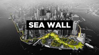 Graphic showing the proposed mega sea wall stretching nearly 10 kilometres from the Rockaways in Queens to New Jersey, south of Staten Island
