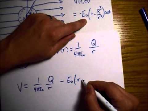 Griffiths Electrodynamics Problem 3.21: Potential Outside Charged Conducting Sphere in Uniform Elect