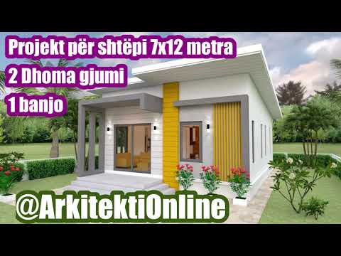 Plan per shtepi 7x12 metra, 2 dhoma gjumi,1 banjo - Arkitekti Online