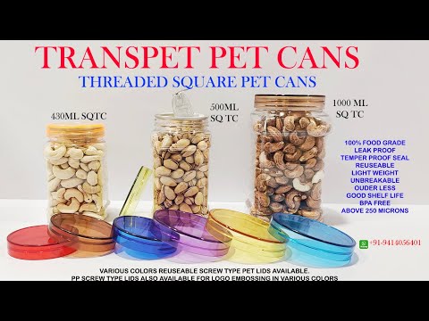 SQUARE PET CANS WITH THREADED CAP