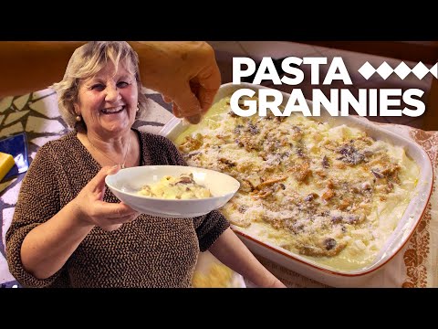 Enjoy Rita, Giovanna and grandson Giulio make mushroom lasagna | Pasta Grannies