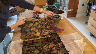 Ecoprinting on silk. Botanical printing using the natural dyes within plants.