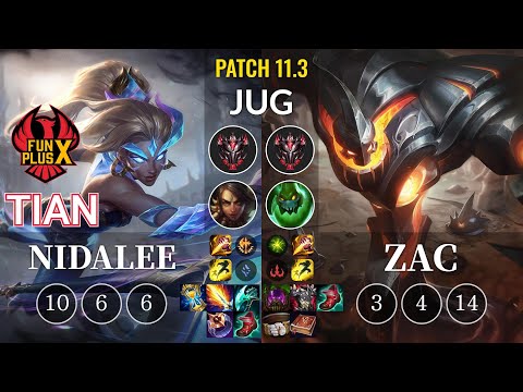 FPX Tian Nidalee vs Zac Jungle - KR Patch 11.3