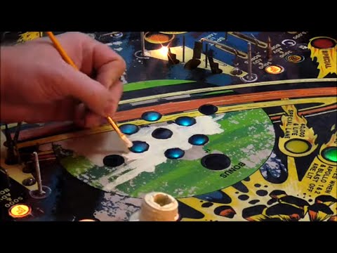 Repainting The Heavy Damage On This 1980 Flight 2000 Pinball Machine Playfield!  - Finished It Up