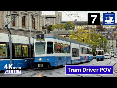 🇨🇭 Cab Ride Zurich Tram Line 7 Driver's View | Stettbach - Wollishoferplatz [4K]