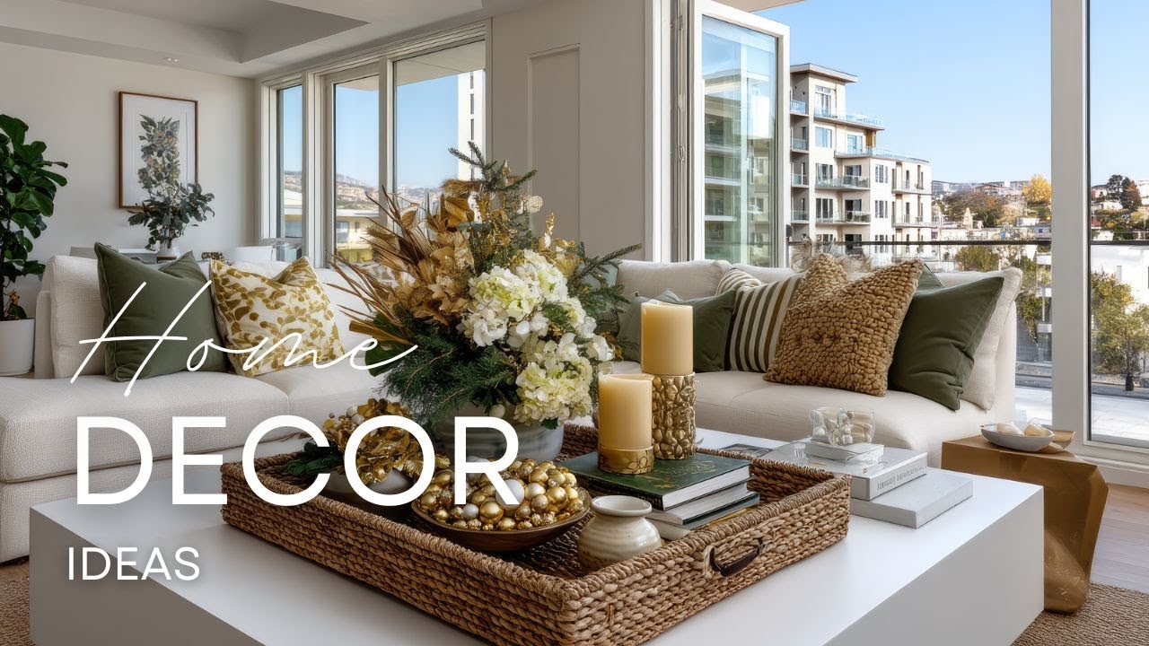 Home Decorating Ideas: Christmas Living Room Decor with Cozy Textures and Festive Lighting