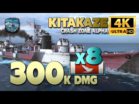 Destroyer Kitakaze on map Crash Zone Alpha, 300k damage - World of Warships