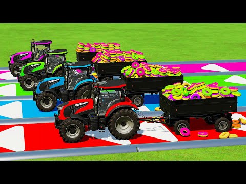 LOADING POLICE CARS and ORANGES & TRANSPORTING WITH FENDT vs JCB TRACTORS - Farming Simulator 22