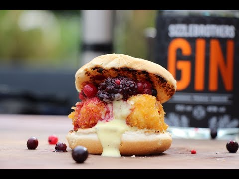CORNFLAKES FISH-SLIDER with Gin-Berries - english Grill- and BBQ-Recipe - 0815BBQ