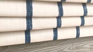 Modern Farmhouse Faux Roman Shade Valance in Navy Blue and Off White Stripe (Miles in Italian Denim)
