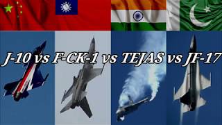 J-10vsF-CK-1vsTEJASvsJF-17 4th Gen. ASIAN Fighter Competition-Minimum Radius Turn Time attack !