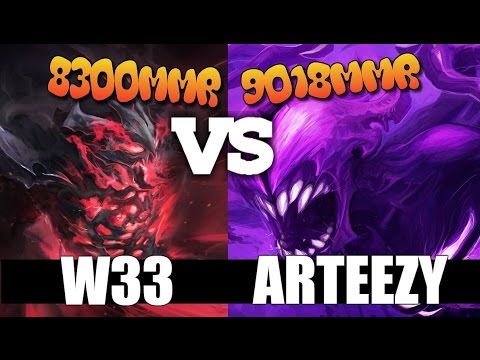 Arteezy Bane  vs  w33 Shadow Demon - 9018 mmr vs 8300 mmr