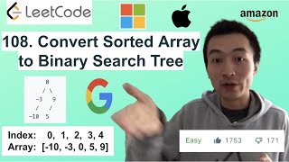 YouTube video 'LeetCode 108. Convert Sorted Array to Binary Search Tree - Interview Prep Ep 71'