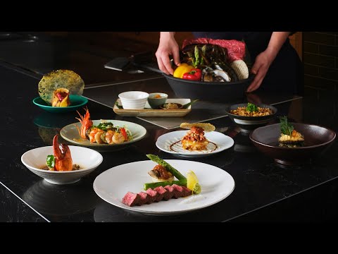 Teppanyaki com vários conceitos, jantar japonês moderno
