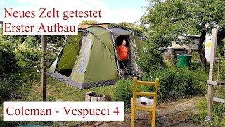 Zelt-Vorstellung - Unser neues Camping-Zelt (Coleman Vespucci 4) Erster Aufbau!
