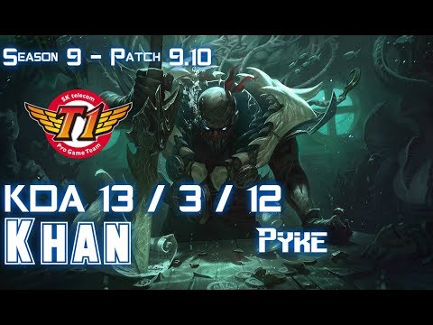 SKT T1 Khan PYKE vs RYZE Top - Patch 9.10 KR Ranked