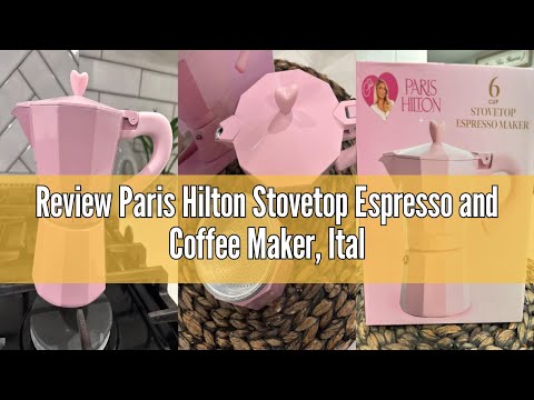 Paris Hilton Stovetop Espresso and Coffee Maker, Italian & Cuban Style Coffee Pot with Iconic Heart Knob, Perfect for Rich Aromatic Espresso, Makes up to 6 Espresso Cups, Pink video review thumbnail