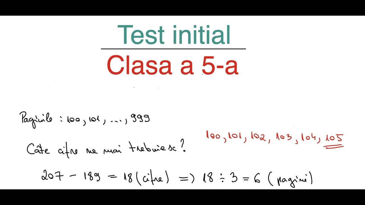 Test initial - Matematica - Clasa a 5-a