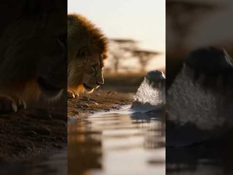 Lion vs Crocodile:Epic Battle for Survival at the River 🦁🐊| AI Wildlife Action Short #wildlife #lion