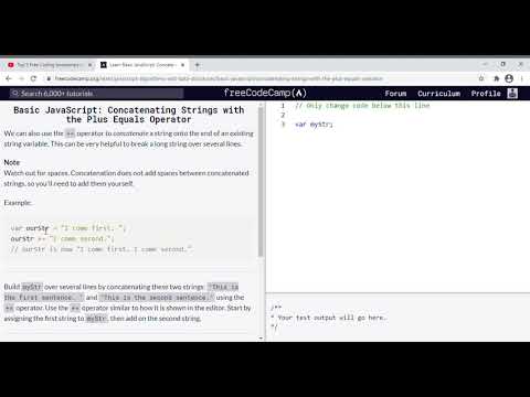 28 Learn Basic Javascript Concatenating Strings With The Plus Equals Operator