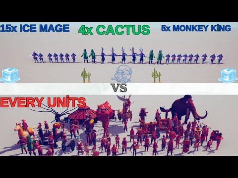 5x MONKEY KİNG+15x ICE MAGE+ 4x CACTUS vs EVERY UNİT l Totally Accurate Battle Simulator l #1