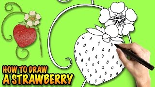 How to draw a Strawberry Flower - Easy step-by-step drawing lessons for kids