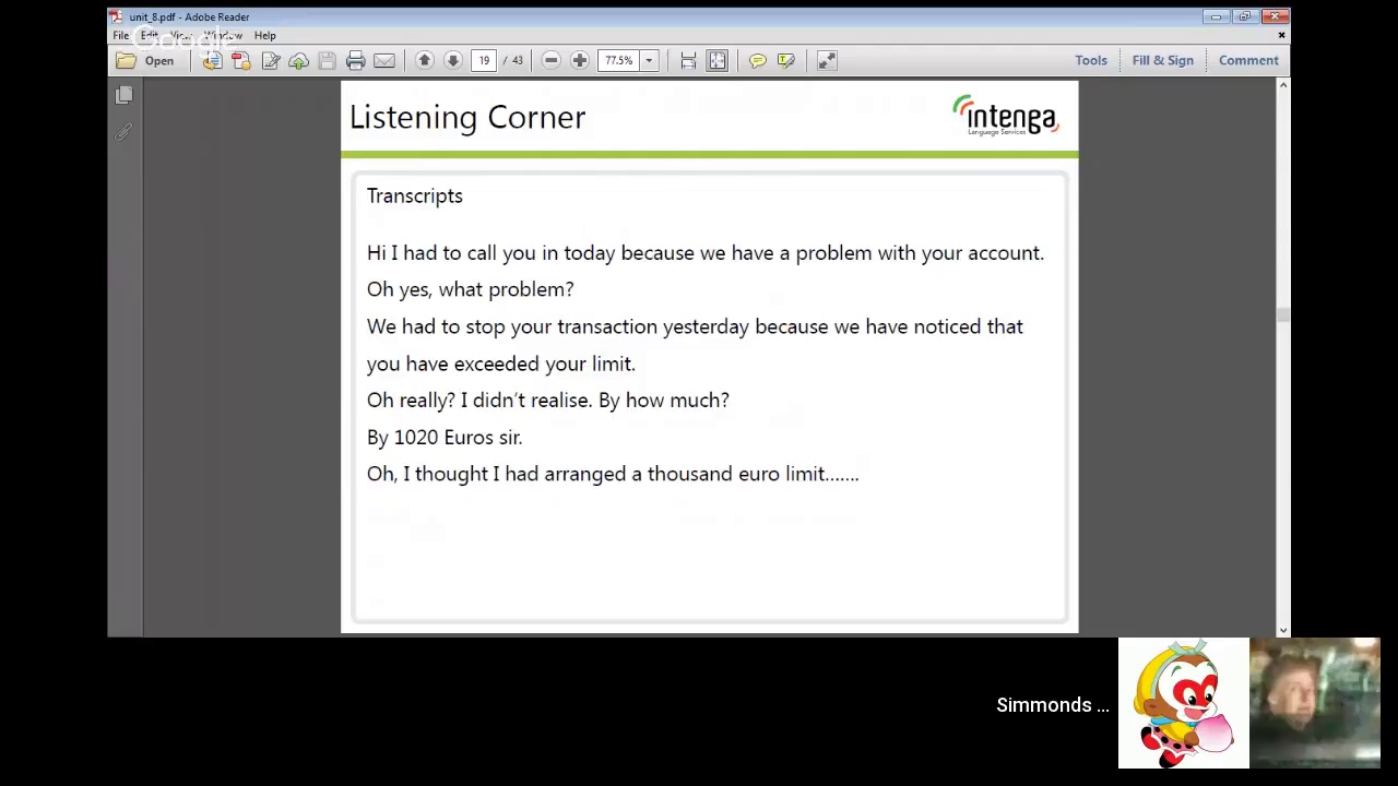 Business Conversation class about money Role play