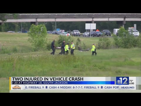 Vehicle overturns on I-20 West in Jackson