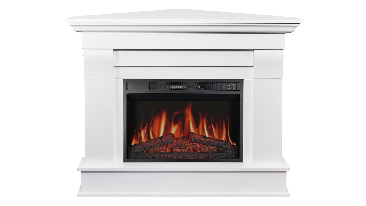 Камінокомплект кутовий ArtiFlame Albion Corner AF23S білий з обігрівом і звуком горіння вогню