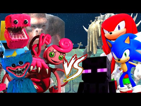 GORO + BOXY BOO + HUGGY + MOMMY L. LEGS VS SCOURGE + SONIC  + KNUCKLES + ENDERMAN - ARBS