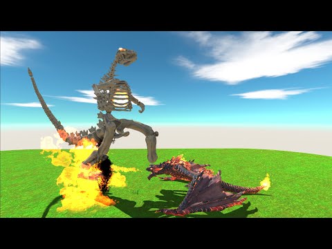 GODZILLA SKELETON VS FIRE LAVA DRAGON TOURMANET  - Animal Revolt Battle Simulator