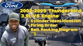 2002-2005 Ford Thunderbird 3.9L V8 Engine Cylinder Identification Firing Order Belt Routing Diagram