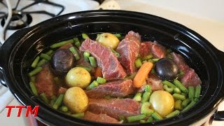 Crock-Pot Slow Cooker Recipe~Beef London Broil Steak Baby Potatoes Carrots and Green Beans