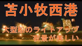 preview picture of video '【北海道　旅行】　苫小牧西港に停泊中のパナマ船の夜の作業光景が美しい！'