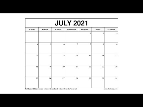 Printable July 2021 Calendar Templates with Holidays - VL Calendar