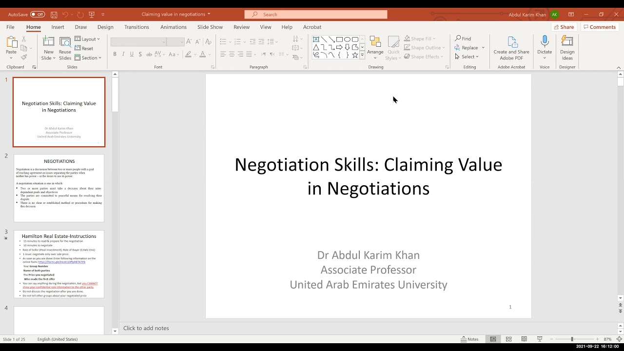 Workshop on Negotiation Skills