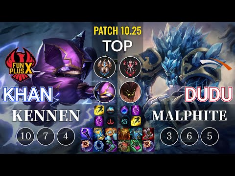 FPX Khan Kennen vs HLE DuDu Malphite Top - KR Patch 10.25