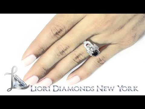 BDR-214 - 1.68 Carat Certified Natural Black Diamond Engagement Ring 14k White Gold
